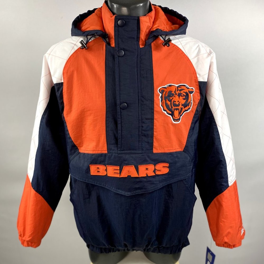 CHICAGO BEARS STARTER NFL Half Zip Hooded Jacket M L XL - Picture 8 of 10